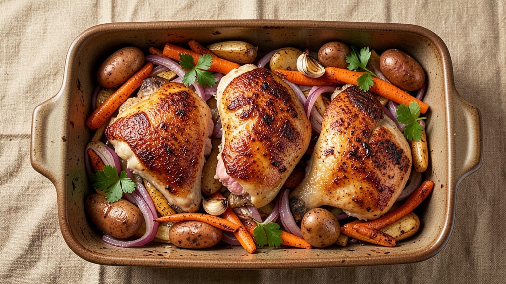 Baked Chicken Thighs and Veggies Recipe: Hands-Off Sheet-Pan Dinner With Caramelized Roots