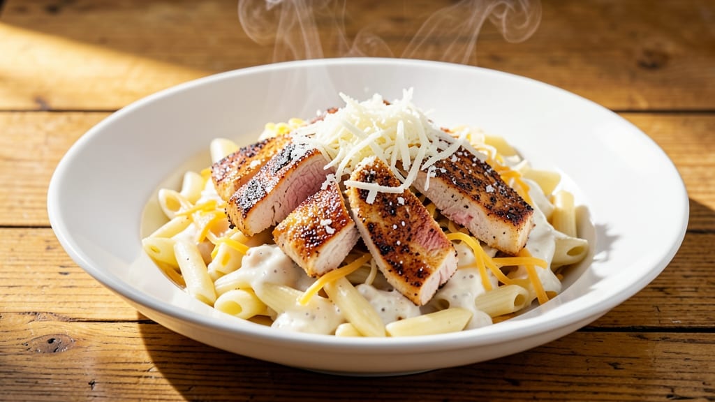 Applebee's Three Cheese Chicken Penne Copycat Recipe: Triple-Melting Cheese Crust Over Al Dente Noodles