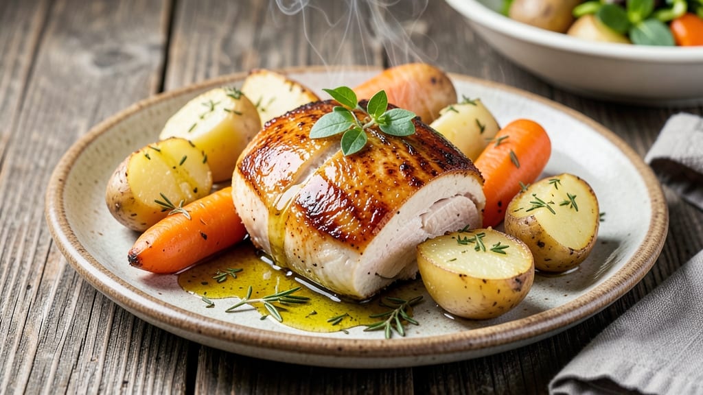 Baked Chicken Breast With Potatoes and Carrots Recipe: One-Pan Roast With Herbed Crispiness