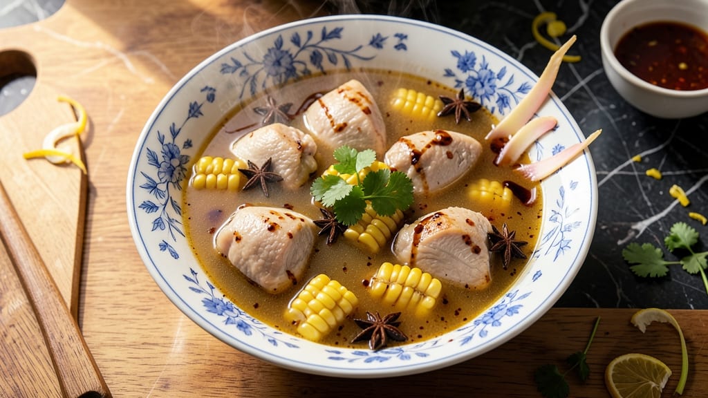 Authentic Chinese Chicken and Sweetcorn Soup Recipe: Fragrant Ginger-Soy Broth with Silky Dumplings
