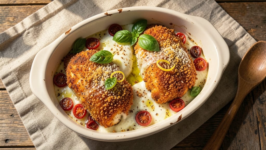 Baked Breaded Chicken Parmesan Recipe: Triple-Crusted Crunch With Foil-Steamed Juiciness