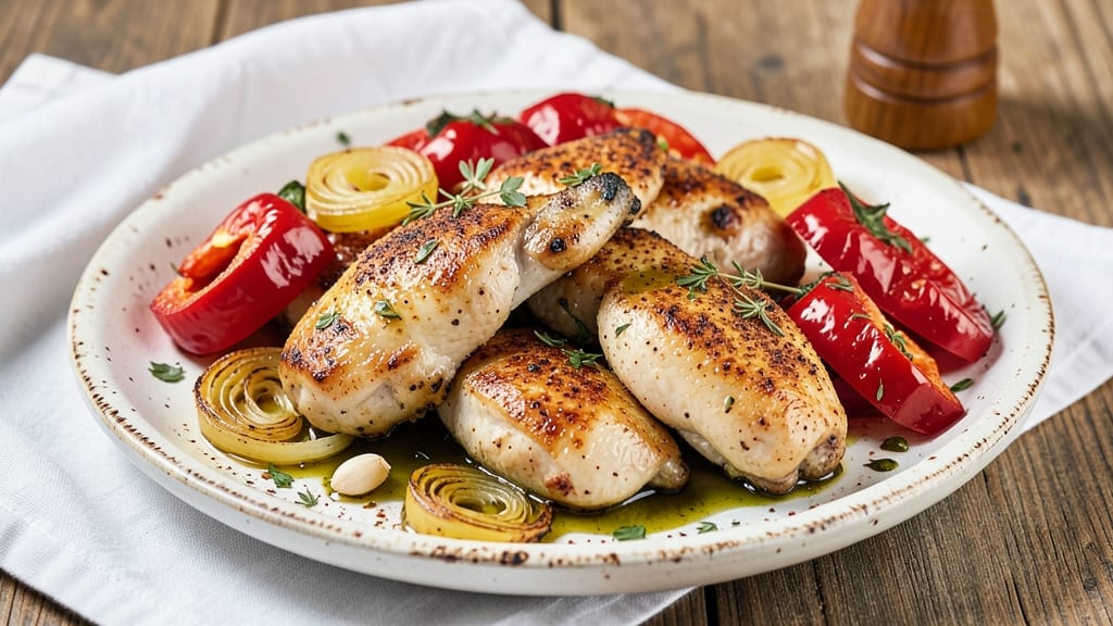 Baked Chicken with Peppers and Onions Recipe: Foil-Sealed Crispy Edges and Juicy Centers
