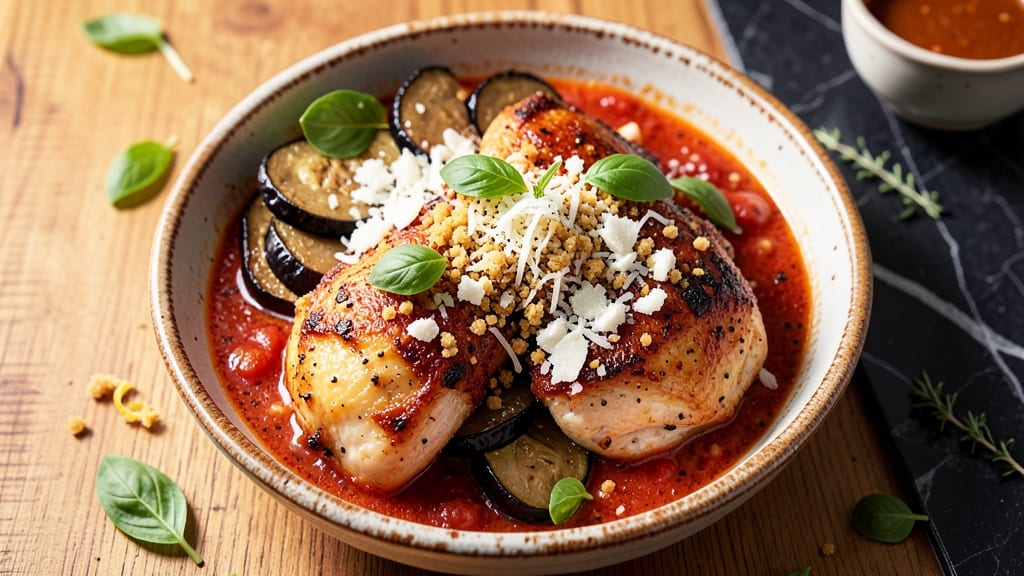 Baked Chicken and Eggplant Parmesan Recipe: Layered Crispy Crust and Foil-Sealed Juiciness