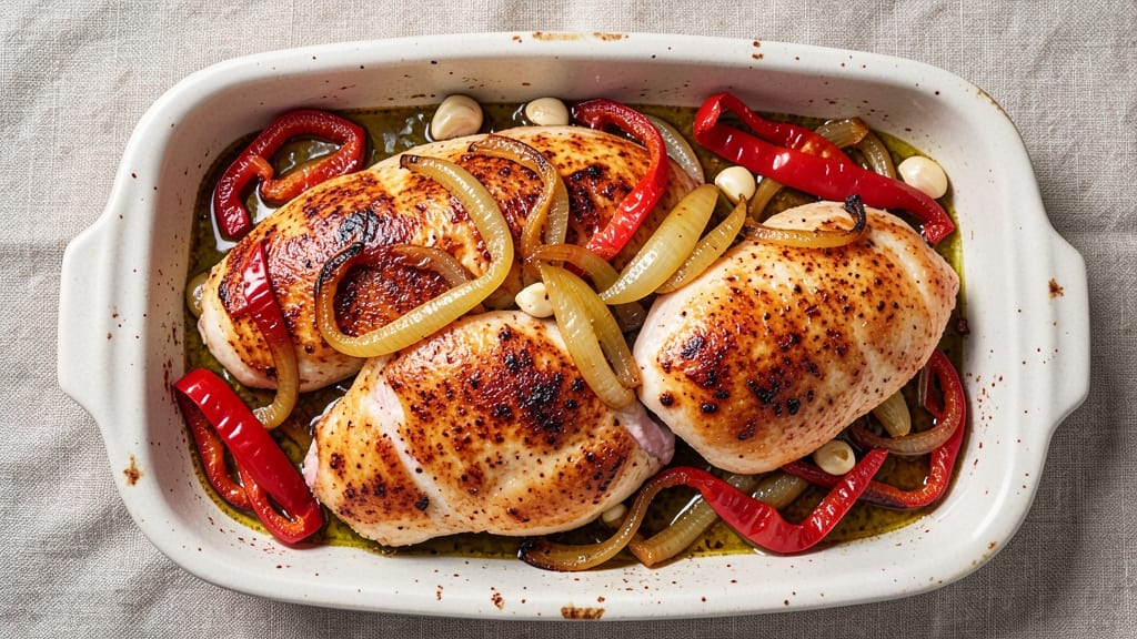 Baked Chicken Breast with Peppers and Onions Recipe: Crispy Edges, Juicy Centers in 40 Minutes