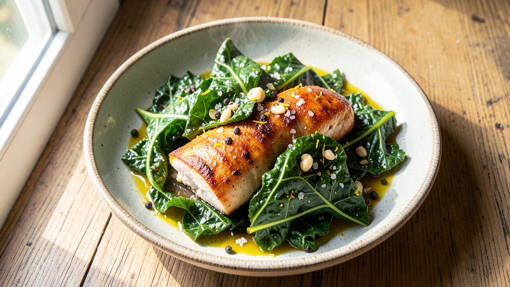 Baked Chicken Breast and Kale Recipe: Garlicky Roast With Earthy Greens
