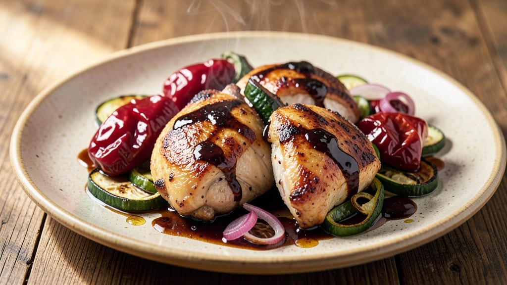 Balsamic Chicken With Roasted Vegetables Recipe: Sweet-Tangy Glaze Meets Caramelized Crispness