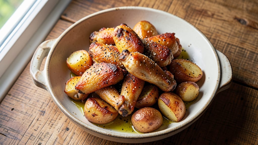 Baked Chicken Wings and Potatoes Recipe: Crispy Roasted Crunch With Foil-Sealed Moisture
