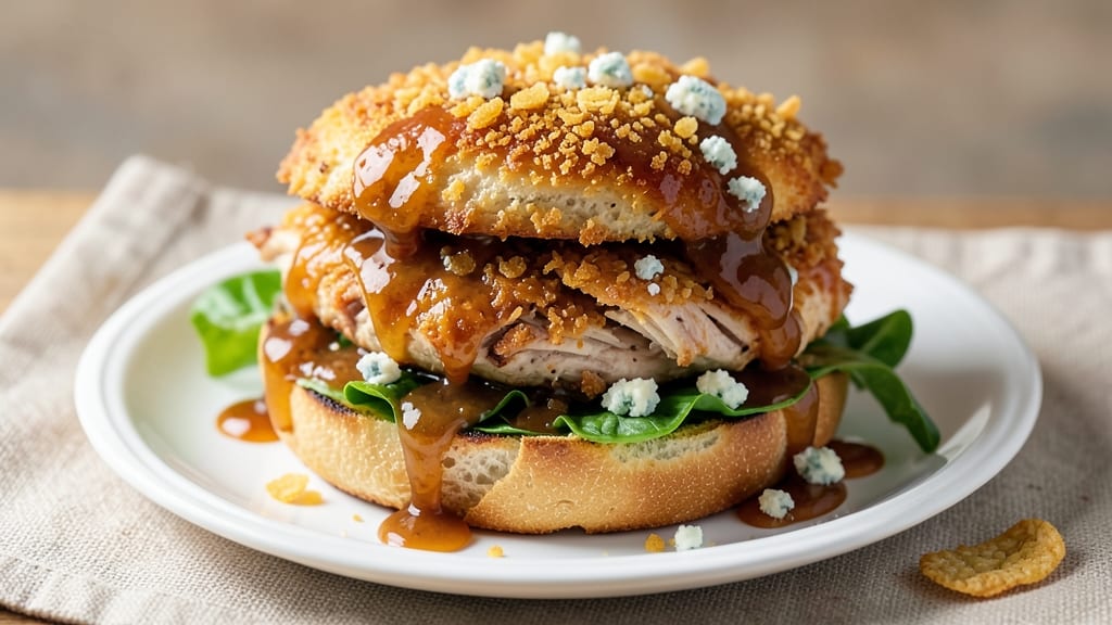 Baked Buffalo Chicken Sandwich Recipe: Crispy Parmesan Crust and Spicy Creamy Core