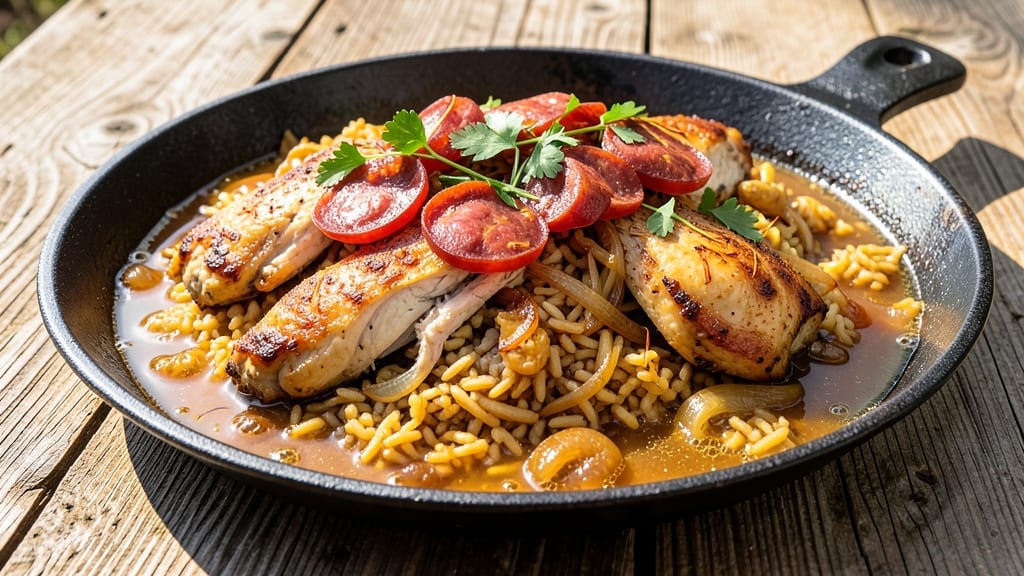 Authentic Chicken and Chorizo Paella Recipe: Saffron-Infused Rice with Smoky Chorizo Bites