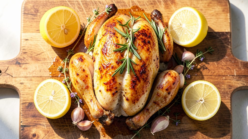 Baked Lemon Whole Chicken Recipe: Golden Crust, Juicy Core in One Pan