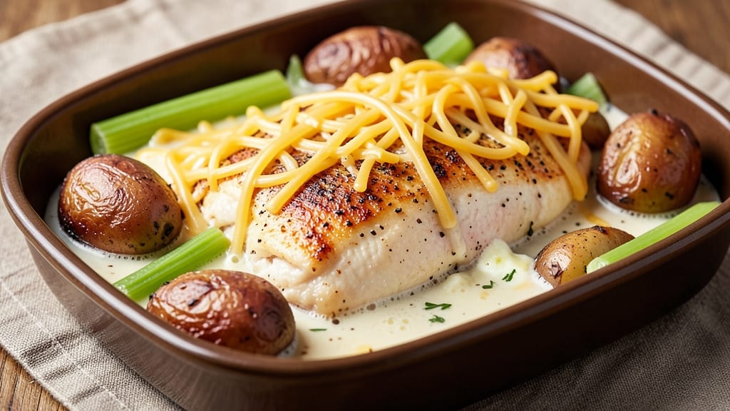 Campbell's Chicken Bake Recipe: Crispy Celery Crown Over Melty Cheese Layers
