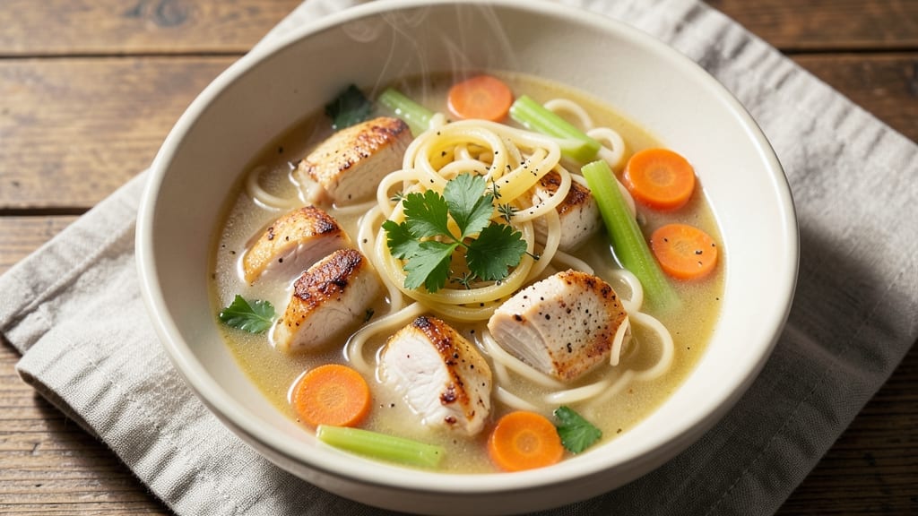 Campbell's Chicken Noodle Soup Copycat Recipe: Herb-Infused Broth With Celery Crown Crunch