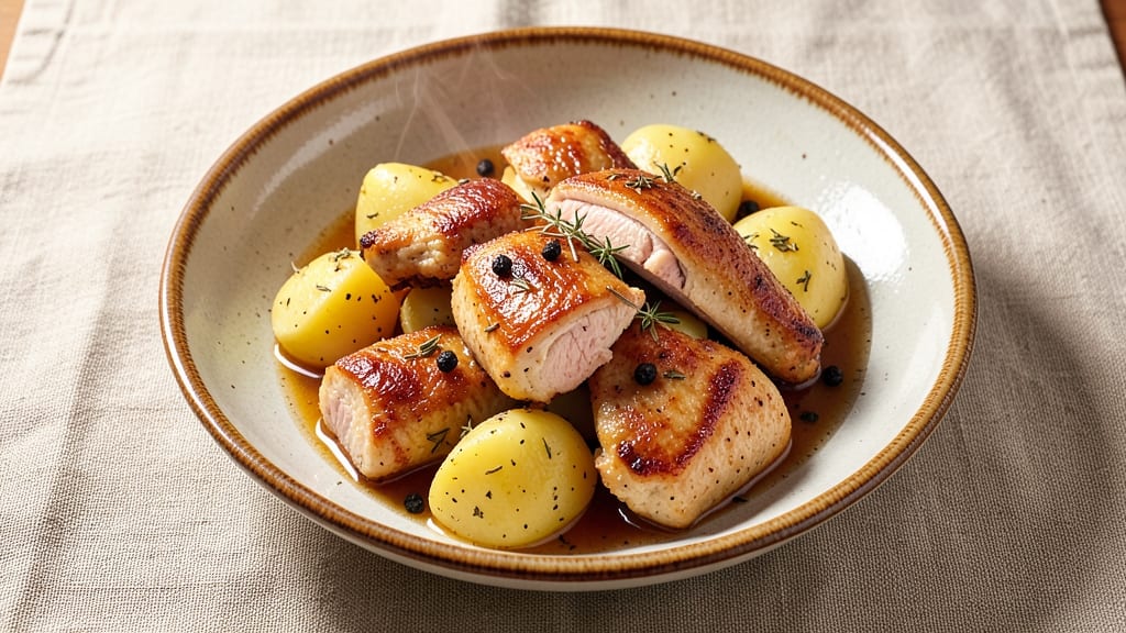 Chicken and Canned Potatoes Recipe: One-Pan Crispy Roast with Herbed Flavor