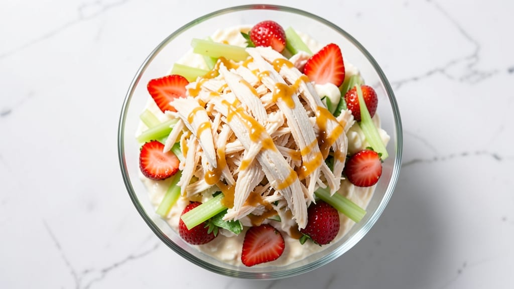Copycat Chick-Fruity Fran Chicken Salad Recipe: Crispy Celery Crown Over Vanilla Cream Cheese Bliss