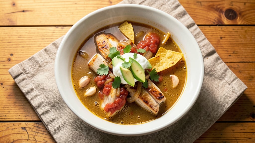 Copycat Chicken Tortilla Soup Recipe: Crispy Celery Crown Over Spiced Tomato Base