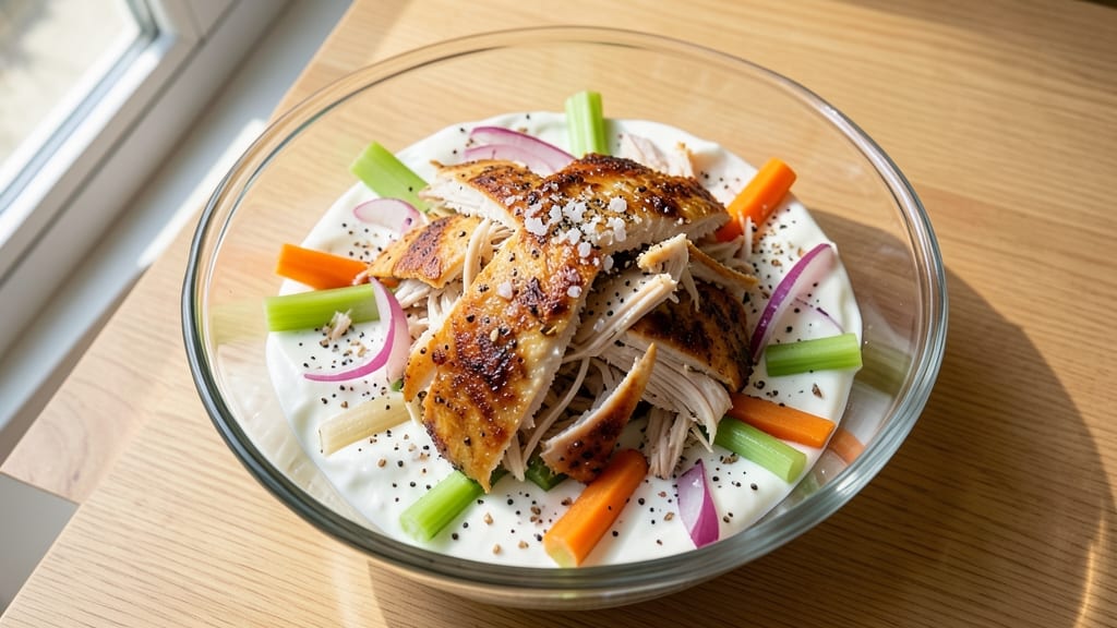 Copycat Sam's Club Rotisserie Chicken Salad Recipe: Crispy Celery Crown Over Creamy, Herbed Yogurt Bliss