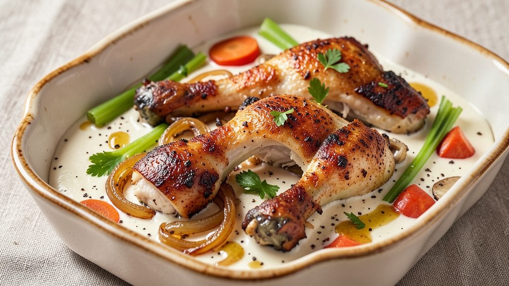Cream of Chicken Legs Recipe: Slow-Cooked Velvety Richness With Celery Crown