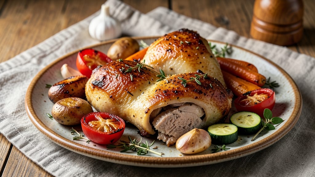 Baked Chicken Thighs With Roasted Veggies Recipe: Juicy Skin-On Secrets and Sheet-Pan Magic
