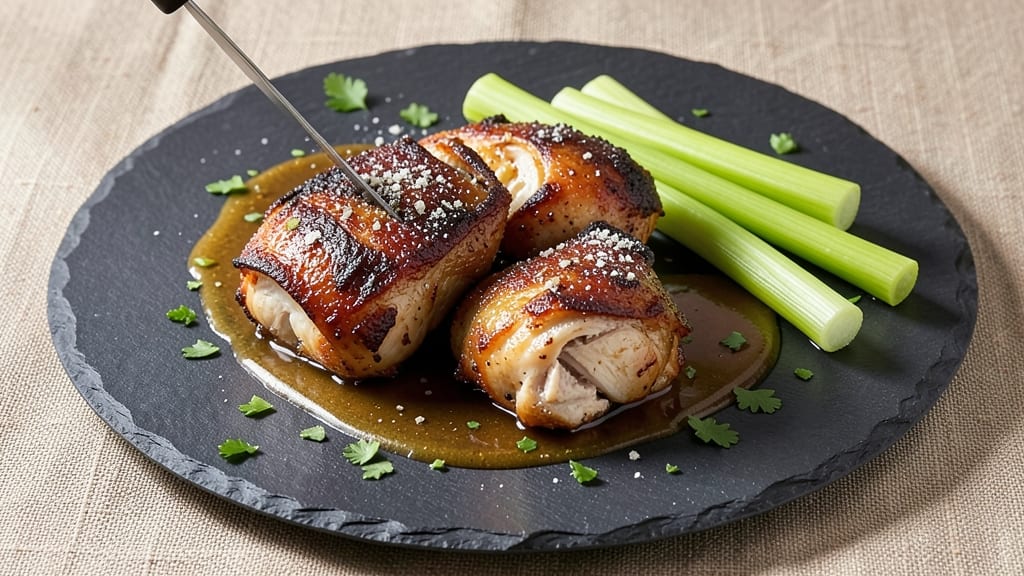 Dan O'S Chicken Thigh Recipe: Crispy Celery Crown Over Juicy Ranch-Kissed Meat