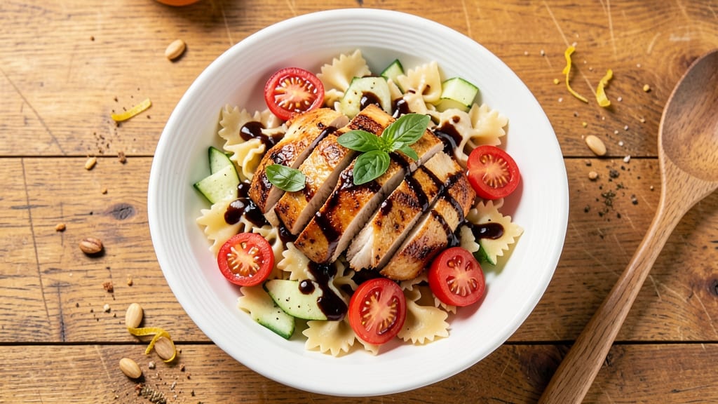 Balsamic Chicken Pasta Salad Recipe: Tangy-Vinegar Kisses on Protein-Packed Noodles