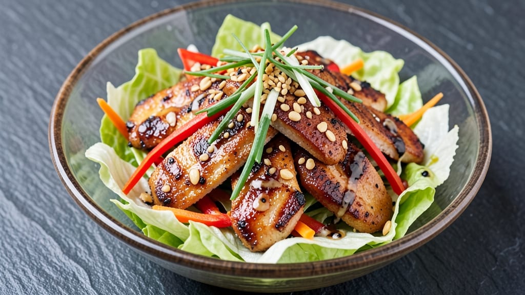 Asian Grilled Chicken Salad Recipe: Smoky Ginger-Lime Dressing with Crunchy Peanuts