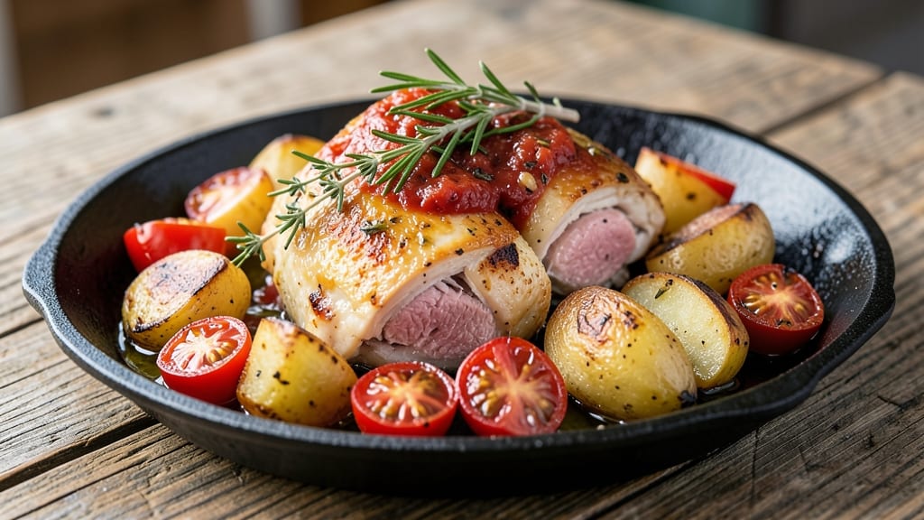 Jamie Oliver's Chicken, Potato, and Tomato Recipe: One-Pan Herb-Infused Harmony