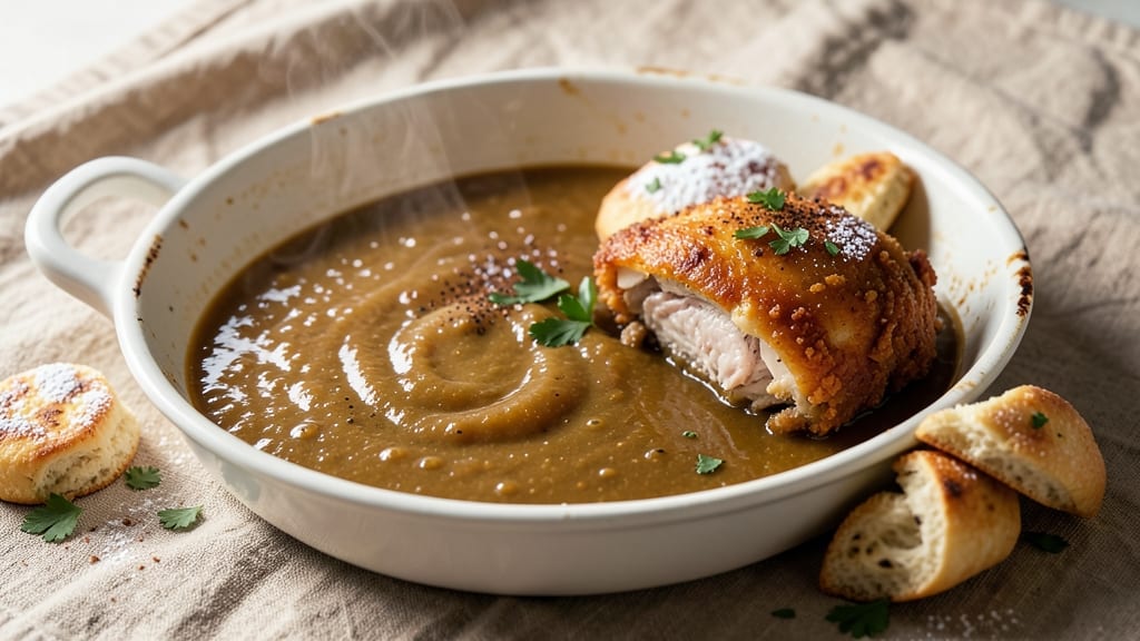 Kentucky Fried Chicken Gravy Copycat Recipe: Thick, Velvety Pan Sauce With Celery Crown