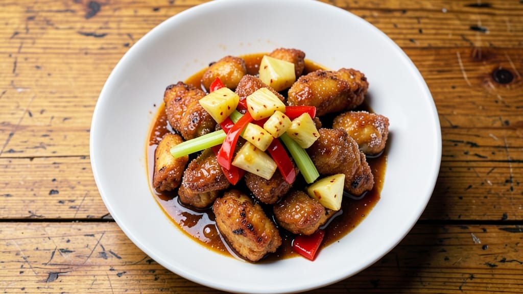Pf Chang's Sweet and Sour Chicken Copycat Recipe: Celery Crown Crunch Over Tangy Tomato Sauce